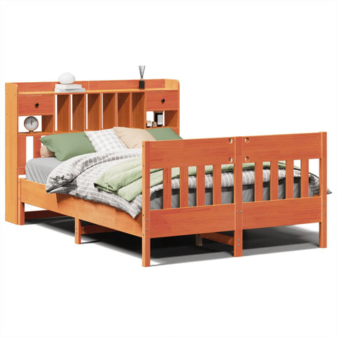vidaXL Bed Frame without Mattress Wax Brown 140x190 cm Solid Wood Pine