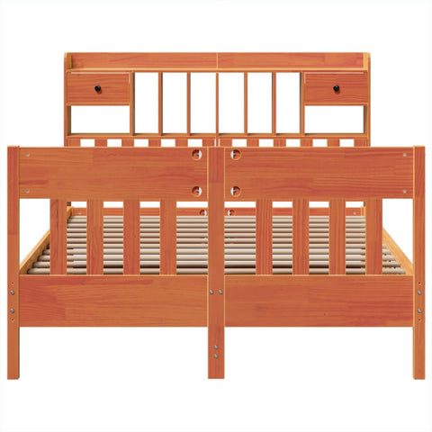 vidaXL Bed Frame without Mattress Wax Brown 140x190 cm Solid Wood Pine