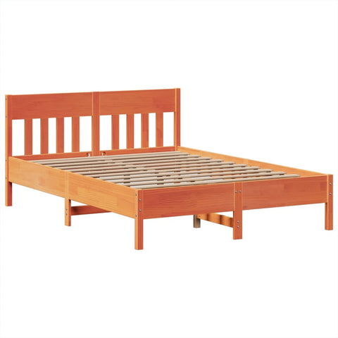 vidaXL Bed Frame without Mattress Wax Brown 140x190 cm Solid Wood Pine
