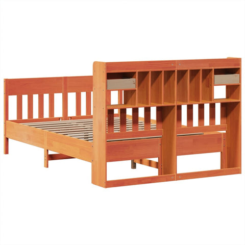 vidaXL Bed Frame without Mattress Wax Brown 140x190 cm Solid Wood Pine
