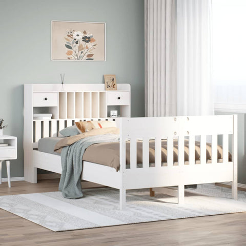 vidaXL Bed Frame without Mattress White 135x190 cm Solid Wood Pine