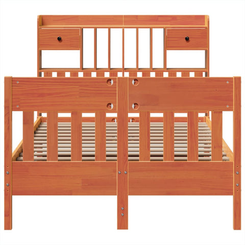 vidaXL Bed Frame without Mattress Wax Brown 135x190 cm Solid Wood Pine