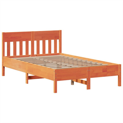 vidaXL Bed Frame without Mattress Wax Brown 135x190 cm Solid Wood Pine