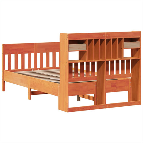 vidaXL Bed Frame without Mattress Wax Brown 135x190 cm Solid Wood Pine