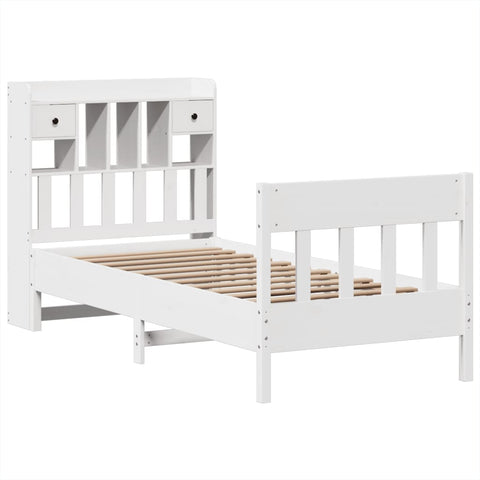 vidaXL Bed Frame without Mattress White 75x190 cm Small Single Solid Wood Pine