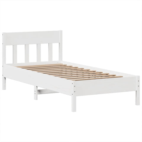vidaXL Bed Frame without Mattress White 75x190 cm Small Single Solid Wood Pine