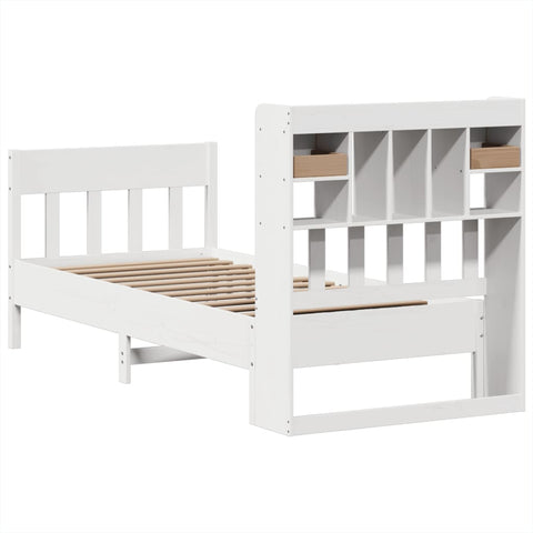 vidaXL Bed Frame without Mattress White 75x190 cm Small Single Solid Wood Pine