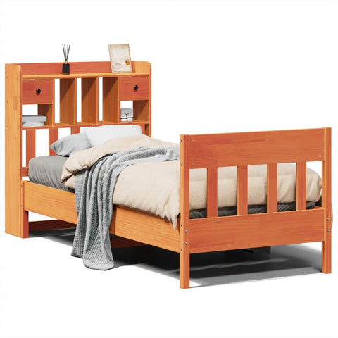 vidaXL Bed Frame without Mattress Wax Brown 75x190 cm Small Single Solid Wood Pine