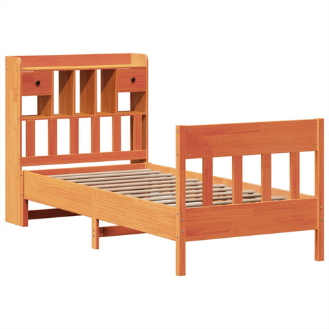 vidaXL Bed Frame without Mattress Wax Brown 75x190 cm Small Single Solid Wood Pine