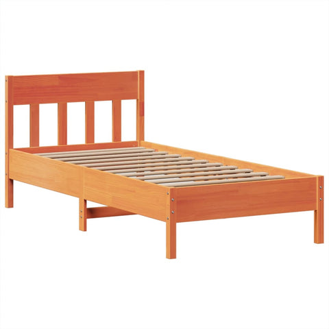 vidaXL Bed Frame without Mattress Wax Brown 75x190 cm Small Single Solid Wood Pine