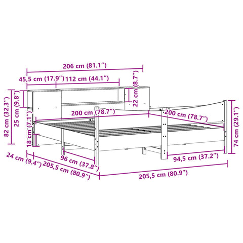 vidaXL Bed Frame without Mattress 200x200 cm Solid Wood Pine