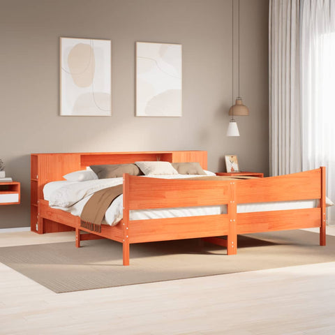 vidaXL Bed Frame without Mattress Wax Brown 180x200 cm Super King Solid Wood Pine