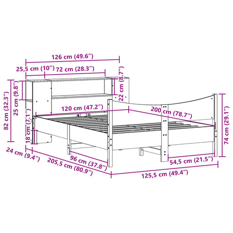 vidaXL Bed Frame without Mattress 120x200 cm Solid Wood Pine