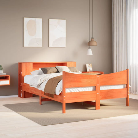 vidaXL Bed Frame without Mattress Wax Brown 135x190 cm Double Solid Wood Pine