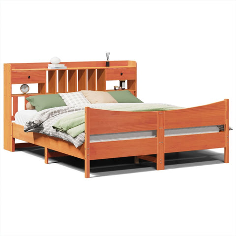 vidaXL Bed Frame without Mattress Wax Brown 200x200 cm Solid Wood Pine