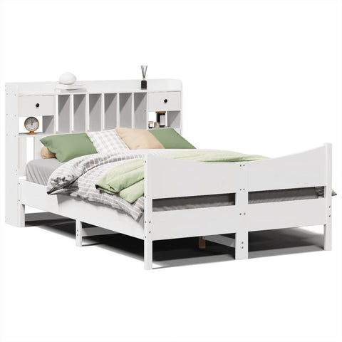 vidaXL Bed Frame without Mattress White 150x200 cm King Size Solid Wood Pine