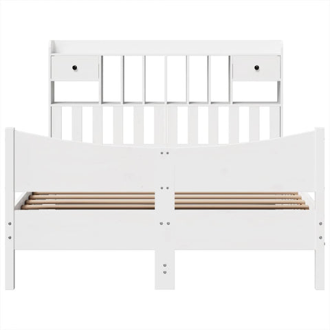 vidaXL Bed Frame without Mattress White 150x200 cm King Size Solid Wood Pine
