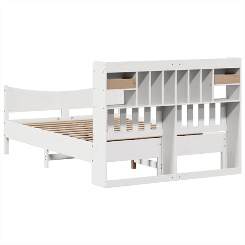 vidaXL Bed Frame without Mattress White 150x200 cm King Size Solid Wood Pine