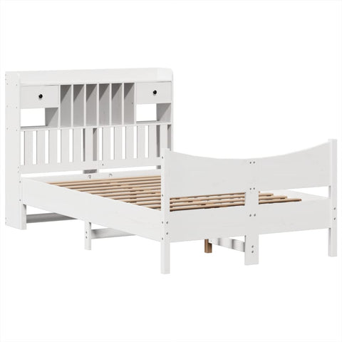 vidaXL Bed Frame without Mattress White 135x190 cm Double Solid Wood Pine