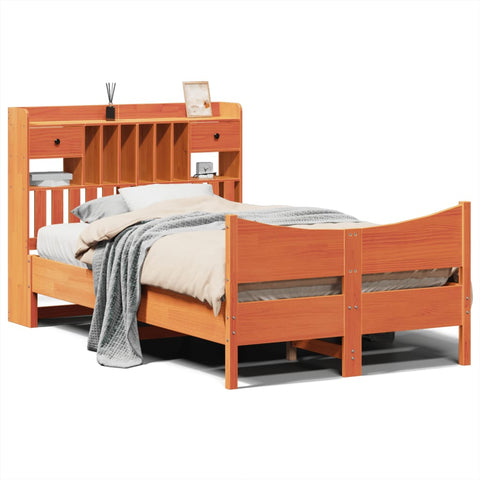 vidaXL Bed Frame without Mattress Wax Brown 135x190 cm Double Solid Wood Pine