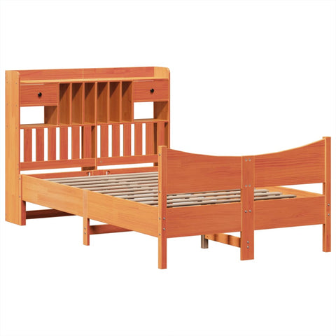 vidaXL Bed Frame without Mattress Wax Brown 135x190 cm Double Solid Wood Pine