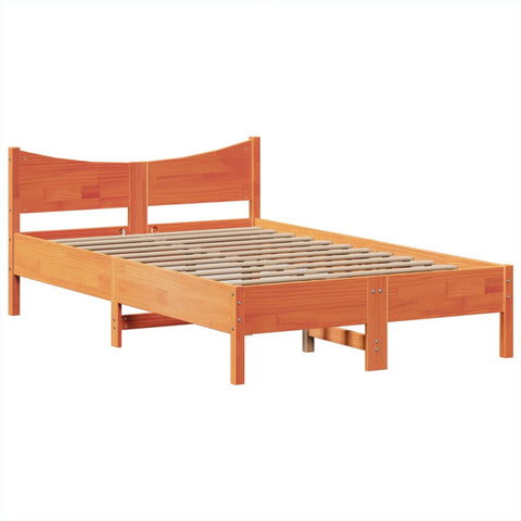 vidaXL Bed Frame without Mattress Wax Brown 135x190 cm Double Solid Wood Pine