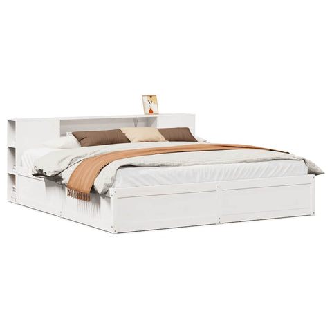 vidaXL Bed Frame without Mattress White 180x200 cm Super King Solid Wood Pine