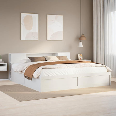vidaXL Bed Frame without Mattress White 180x200 cm Super King Solid Wood Pine