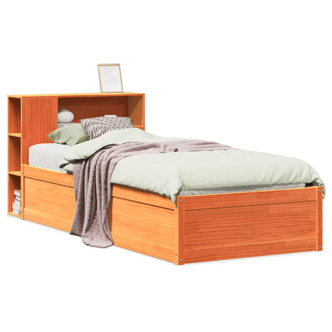 vidaXL Bed Frame without Mattress Wax Brown 100x200 cm Solid Wood Pine