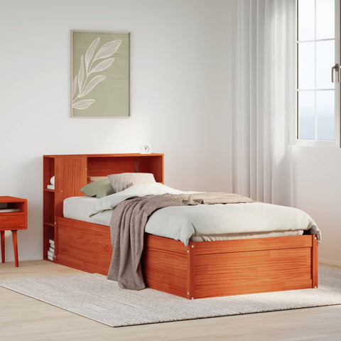 vidaXL Bed Frame without Mattress Wax Brown 100x200 cm Solid Wood Pine