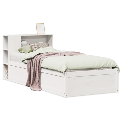 vidaXL Bed Frame without Mattress White 75x190 cm Small Single Solid Wood Pine
