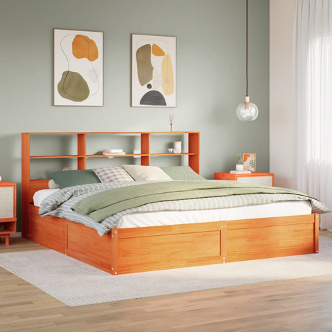 vidaXL Bed Frame without Mattress Wax Brown 200x200 cm Solid Wood Pine