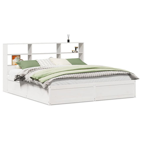 vidaXL Bed Frame without Mattress White 180x200 cm Super King Solid Wood Pine
