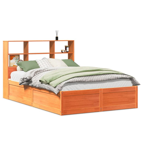 vidaXL Bed Frame without Mattress Wax Brown 135x190 cm Double Solid Wood Pine