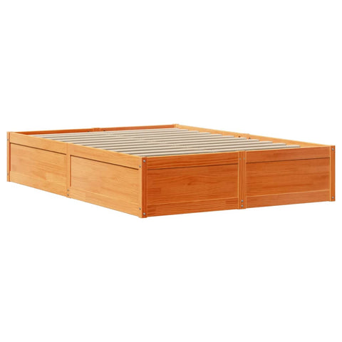 vidaXL Bed Frame without Mattress Wax Brown 135x190 cm Double Solid Wood Pine