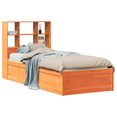 vidaXL Bed Frame without Mattress Wax Brown 75x190 cm Small Single Solid Wood Pine