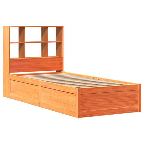 vidaXL Bed Frame without Mattress Wax Brown 75x190 cm Small Single Solid Wood Pine