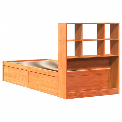 vidaXL Bed Frame without Mattress Wax Brown 75x190 cm Small Single Solid Wood Pine
