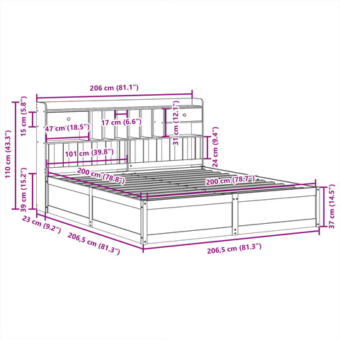 vidaXL Bed Frame without Mattress Wax Brown 200x200 cm Solid Wood Pine
