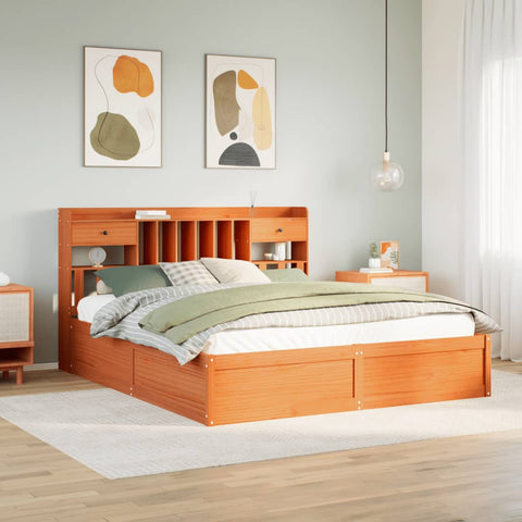 vidaXL Bed Frame without Mattress Wax Brown 200x200 cm Solid Wood Pine