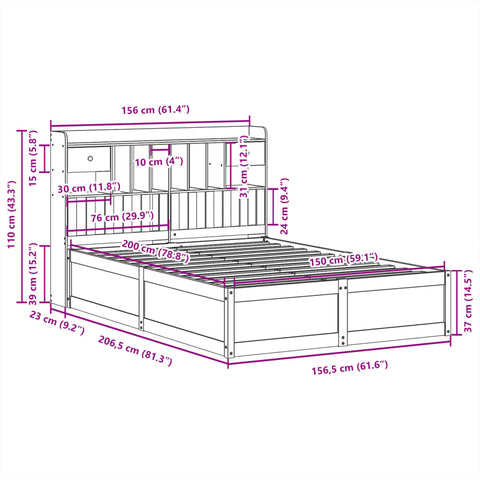 vidaXL Bed Frame without Mattress White 150x200 cm King Size Solid Wood Pine