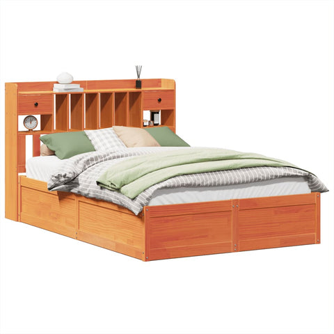 vidaXL Bed Frame without Mattress Wax Brown 140x190 cm Solid Wood Pine