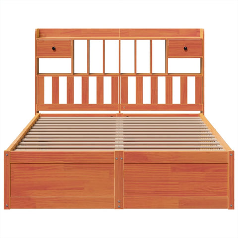 vidaXL Bed Frame without Mattress Wax Brown 140x190 cm Solid Wood Pine