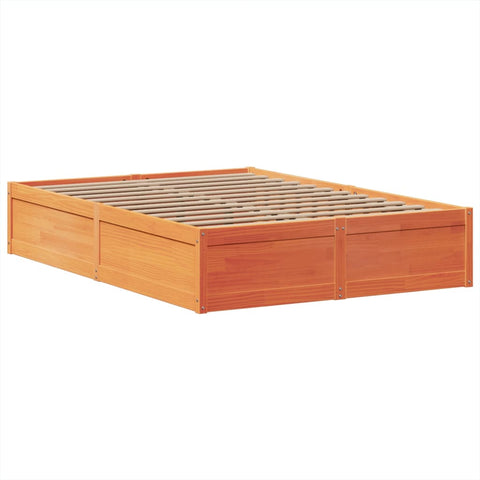vidaXL Bed Frame without Mattress Wax Brown 140x190 cm Solid Wood Pine