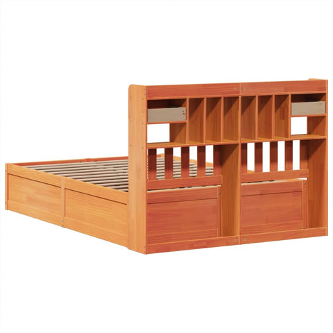 vidaXL Bed Frame without Mattress Wax Brown 140x190 cm Solid Wood Pine