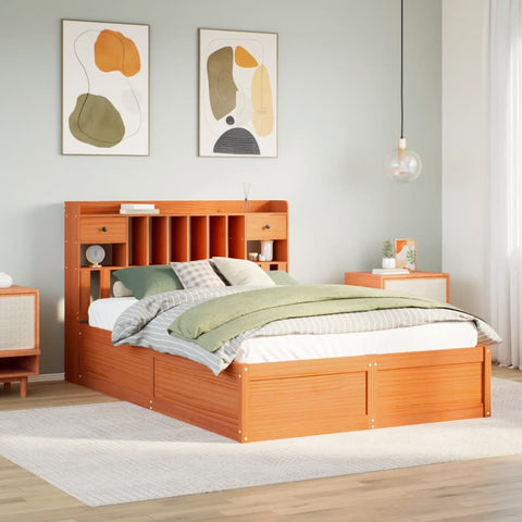vidaXL Bed Frame without Mattress Wax Brown 140x190 cm Solid Wood Pine