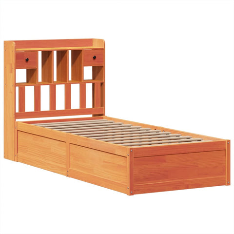 vidaXL Bed Frame without Mattress Wax Brown 75x190 cm Small Single Solid Wood Pine
