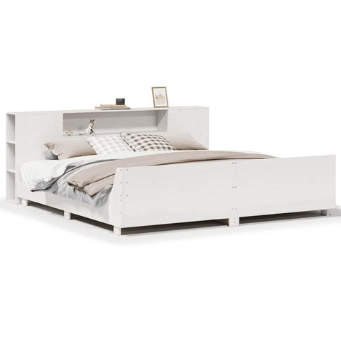 vidaXL Bed Frame without Mattress White 180x200 cm Super King Solid Wood Pine