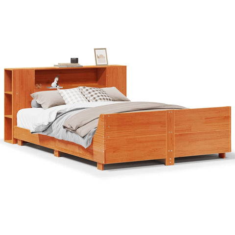 vidaXL Bed Frame without Mattress Wax Brown 140x190 cm Solid Wood Pine