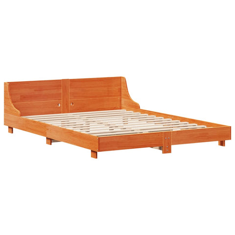vidaXL Bed Frame without Mattress Wax Brown 140x190 cm Solid Wood Pine